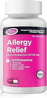 RIGHT REMEDIES Allergy Relief Capsules, Antihistamine, Diphenhydramine HCL 25mg, Relieves Seasonal Indoor or Outdoor Allergies, Runny Nose, Sneezing Allergy Relief (1000 Capsules)