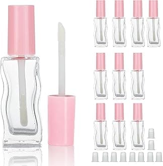 COSIDEA 10 pcs 10ml Pink Empty glass lip gloss tubes lipgloss tube container bottles for coconut oil liptin refill