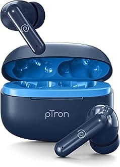 pTron Zenbuds X1 Quad Mic TWS Earbuds with 40hrs Playtime, In-Ear Sensor, TruTalk AI-ENC Calls, 40ms Movie/Music Modes, Bluetooth 5.3 Headphones, TypeC Fast Charging & IPX5 Water Resistant (Bold Blue)