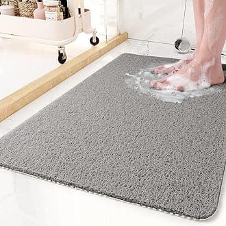 Non-Slip Bathtub Mat, Shower Mats for Bath Tub, PVC Loofah Bathroom Mats for Wet Areas, Quick Drying (17.3"x27.5")