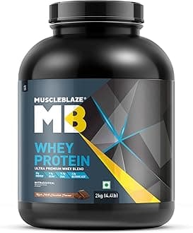 MuscleBlaze 100% Whey Protein, Ultra Premium Blend with Whey Protein Concentrate & Whey Protein Isolate, 25 g Protein per Scoop (Rich Milk Chocolate, 2 kg / 4.4 lb)