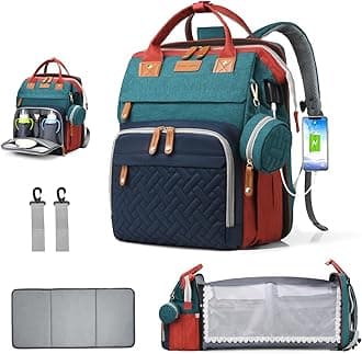 Diaper Bag Backpack, Multifunction Waterproof Diaper Bag for Baby, with Diaper Changing Station, Newborn Essentials Must Haves, Baby Portable Bag, Unisex, RGB