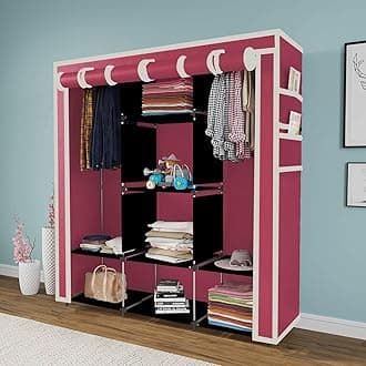 Maison & Cuisine 6+2 Layer Fancy And Portable Foldable Collapsible Closet/Cabinet (Need To Be Assembled) (88130) (Wine Red)