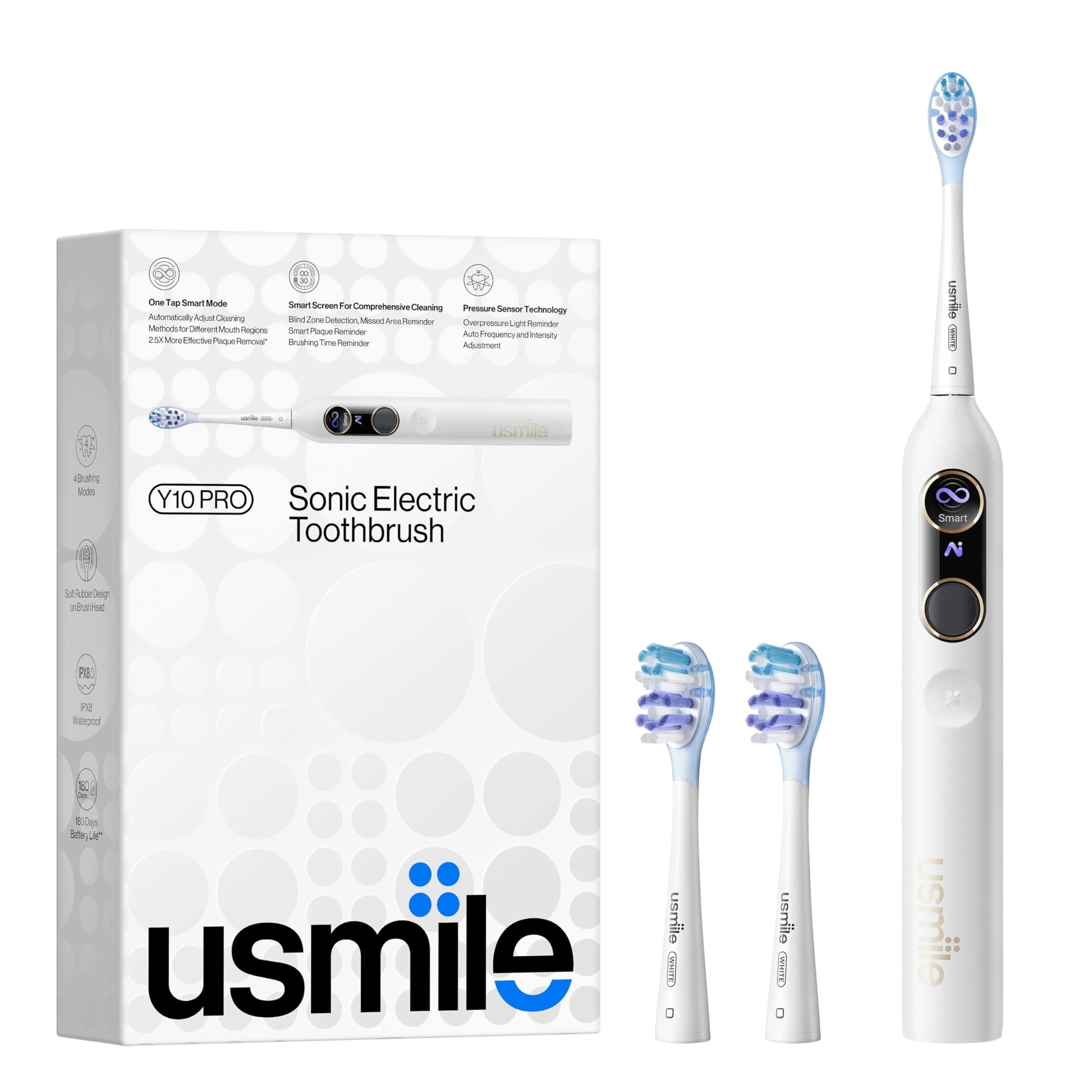 Y10 Pro Electric Toothbrush with 24/7 Smart Screen, Responsive Brushing, Smart Toothbrush with Pressure Control, One Charge Last 6 Months