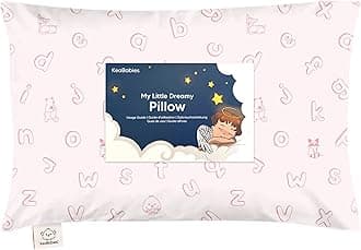 My Little Dreamy Toddler Pillow with Pillowcase - 13x18 Organic Cotton, for Sleeping, Kids, Travel, Mini, Nursery, Bed (ABC Land Rose)