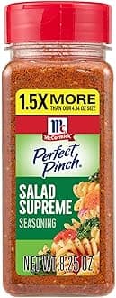 McCormick Perfect Pinch Seasoning, Salad Supreme, Vibrant Blend of Romano Cheese and Savory Spices for a Pop of Flavor, Color and Texture on Salads & More, 8.25 oz
