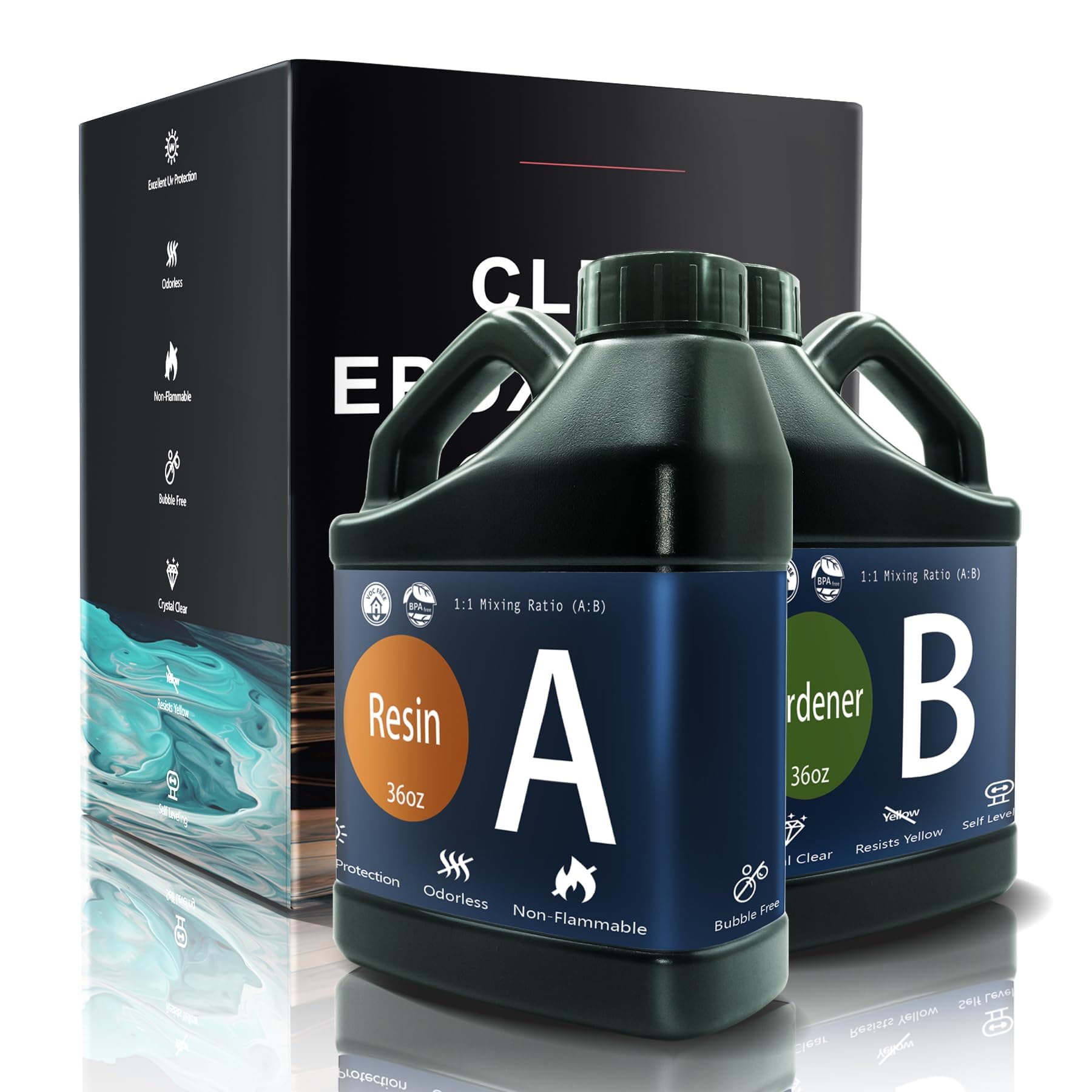 72oz Crystal Clear Epoxy Resin Kit Casting and Coating for River Table Tops, Art Resin,Jewelry Projects, DIY,Tumblers, Molds, Art Painting