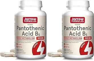 Pantothenic Acid B5 500 mg - 100 Veggie Caps - Essential B Vitamin - Energy Production & Metabolism Support - 100 Servings (Pack of 2)
