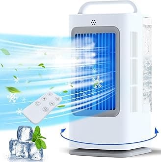 Portable Air Conditioners, 1700ml Evaporative Air Cooler with Remote, 120° Oscillating Mini Air Conditioner Portable with 3 Speeds & 1-7H Timer, Portable AC Unit for Bedroom Room Office Desk