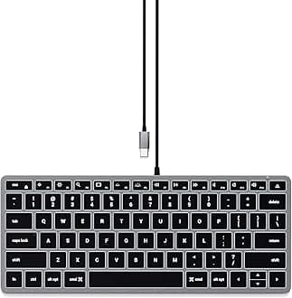 – Satechi Slim W1 Wired Backlit Keyboard, US QWERTY Layout, USB-C Connection – For MacBook Air & Pro M5 M4, Mac Mini, iPad Air & Pro M5 M4, iMac and more – Space Grey