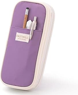 EASTHILL Polyester Big Capacity Pencil Case Large Pencil Pouch Stationery Pen Bag for Teen Girls, Purple