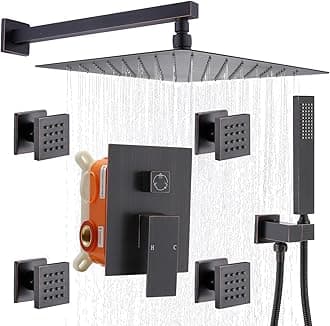 ENGA Bathroom Massage Body Spray Shower System 12-inch Rainfall Showerhead with Handheld Shower Oil Rubbed Bronze