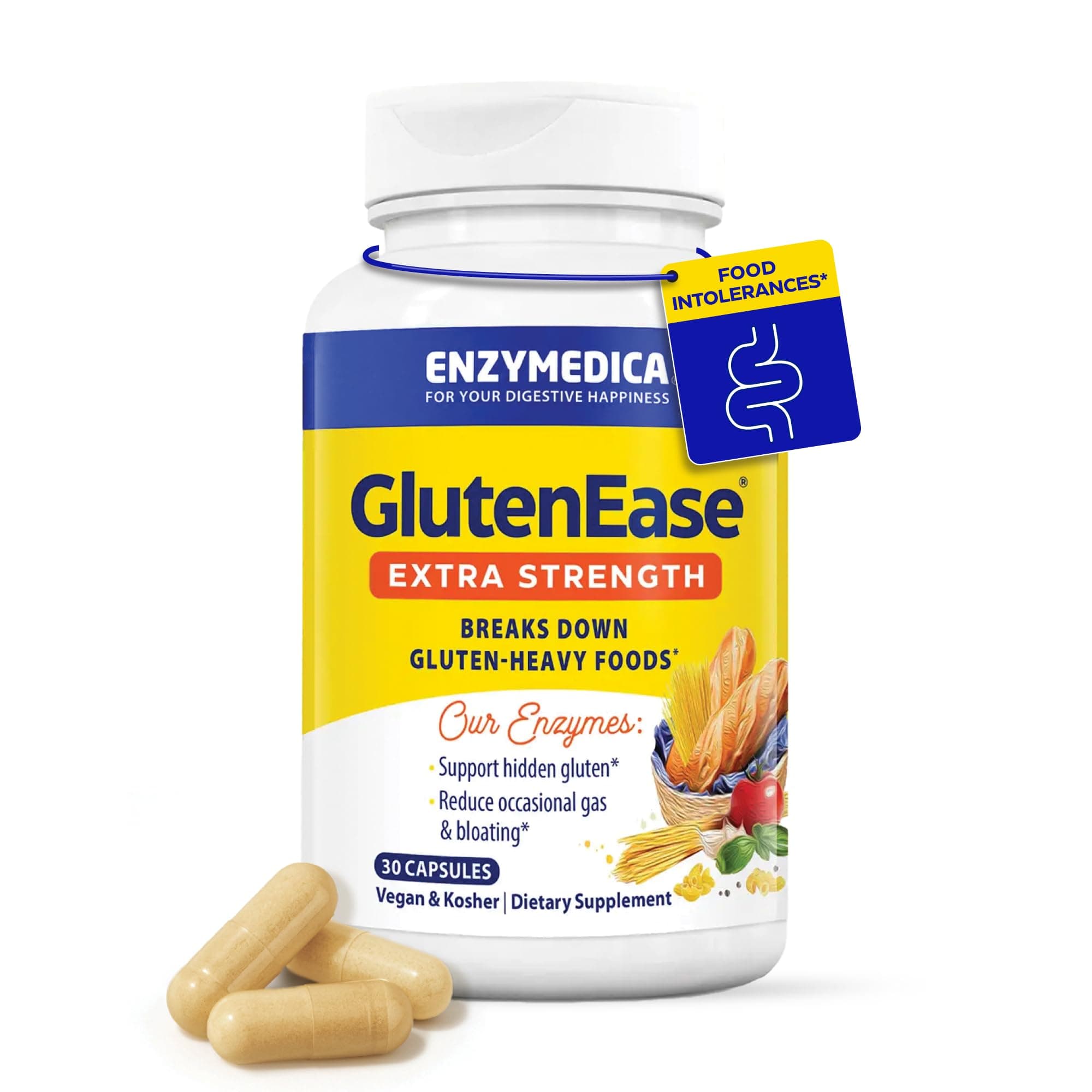 GlutenEase Extra Strength, Complete Gluten & Casein Formula with Digestive Enzymes + DPP-IV, 30 Capsules