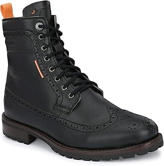 ALBERTO TORRESI Men's Synthetic Lace-Up Ankle Boots with Zip Closure - Stylish and Durable Boots for Men, Trendy Lace-Up Design, Zipper Closure, Perfect for Casual or Formal Occasions