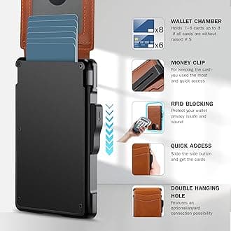 umoven Wallet for Men - with Money Clip Slim Leather Slots RFID Blocking Bifold Minimalist Wallet, Sienna Brown, Minimalist