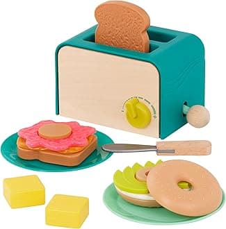 Mini Chef – Toaster Playset – Pretend Play Breakfast Playset – 14 Pieces Brunch Set – Pop – Up Toast & Sounds – 3+ Years