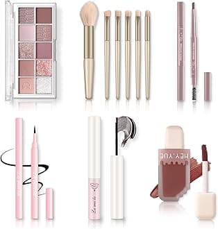 All in One Makeup Kit - Set for Women, Girls & Teens, Include 10 Colors Eyeshadow Palette, Lip Gloss, Eyebrow Eyeliner Pencil, Waterproof Mascara, 6 Pcs Brushes (Pink Kits)
