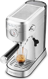 CASABREWS CM5418 Espresso Machine 20 Bar, Barista Espresso Maker with Steam Milk Frother, Stainless Steel Coffee Machine with 1L Removable Water Tank for Cappuccino, Latte, Silver