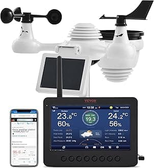 Wireless Weather Station 7 in 1 with Wi-Fi, Colorful TFT Display 158 mm, External Sensor Powered by Solar Energy, Includes Temperature Humidity Speed Direction Wind Rainfall