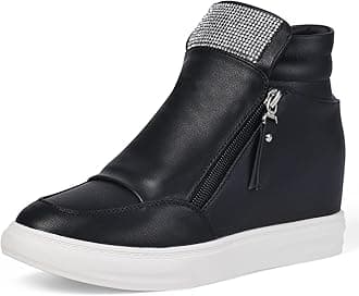 Ckrola Womens Fashion Platform Shoes Hidden Wedge Heel High Top Sneakers for ...