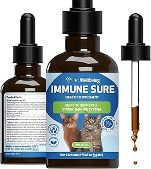 Pet Wellbeing Immune Sure for Cats - Supports Normal Immune Defenses, Gut Flora Balance, Andrographis, Echinacea, Vitamin C, Zinc - Veterinarian-Formulated Herbal Supplement 2 fl oz (59 ml)