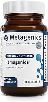 Hemagenics Iron Supplement with B12, B6 & Folate Supports Red Blood Cell Formation, Energy & Immune Health* Non-Constipating, Non-GMO, Gluten-Free, Vegetarian - 60 Tablets