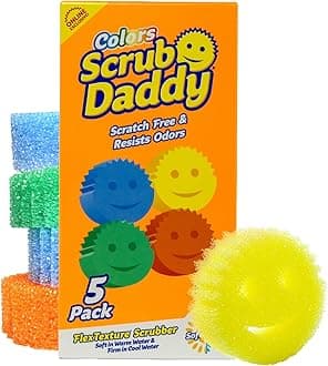 Scrub Daddy Scratch-Free Multipurpose Kitchen Sponges - Bulk Dish Sponges for Kitchen, Bathroom, Household Cleaning & More - Made with BPA-Free Polymer Foam (5 Count)