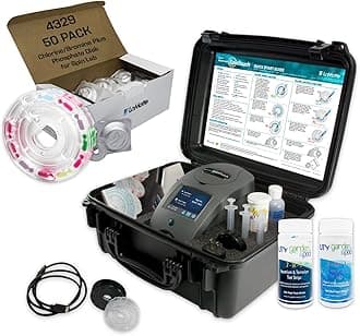 Lamotte WaterLink Spin Touch Kit; 3581 Mobile Spin Touch Lab, 4329 Chlorine/Bromine Plus Phosphate Disk, 50 ct; Carry Case and My Garden Pool Aquarium, Terrarium, Pool & Spa Test Strips, 100 ct.