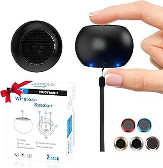 2Pack Portable Mini Speaker, Bluetooth Tiny Speaker,Wireless Micro Speaker for Phone/PC/Tablet, Rechargeable Battery, Built-in Microphone, Cute Mini Speaker with Strap to Carry, Black