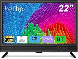 Feihe 22 Inch TV, FHD LED Flat Screen TV 1080p IPS Display w BT/ATSC Tuners/HDMI/VGA/AV/USB Suitable for Kitchen/RV/Caravan and Boat(2026 Model)