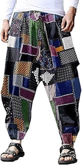 Men's Harem Pants Loose Stretchy Waist Casual Hippie Trousers