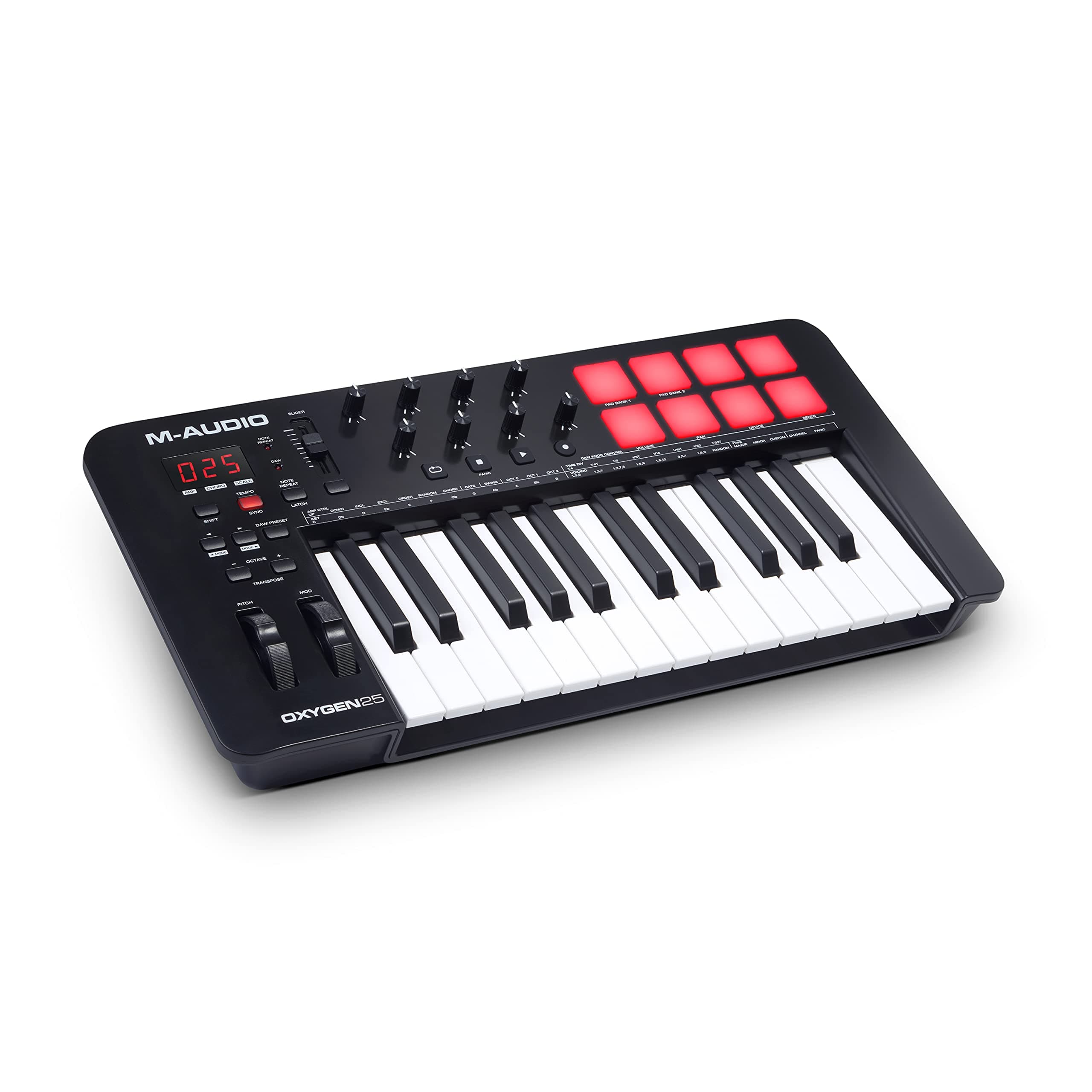 Oxygen 25 V – 25 Key Usb Midi Keyboard Controller With Beat Pads, Smart Chord & Scale Modes, Arpeggiator And Software Suite Included