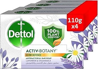Dettol Activ-Botany Bathing Soap, Lavender & Chamomile Scent, 110g x 4