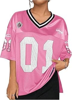 Floerns Women's Camo Print Team Sports T Shirts V Neck Basketball Jersey Tee Shirts