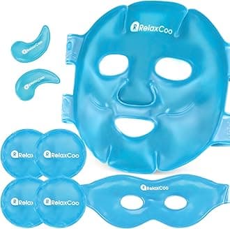 RelaxCoo Ice Face Eye Mask for Dark Circles and Puffiness Cold Warm Compress, Gel Cold Cooling Face Mask Package for Women and Men, Migraines, Headache, Stress and Relaxation blue