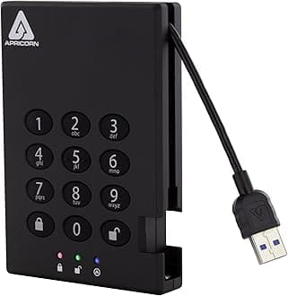 1 TB Aegis Schloss mit Zahlenkombination zum Verschlüsseln Einer USB 3.0 256-Bit AES XTS tragbaren, externen Festplatte Schwarz 2 TB, A25-3PL256-2000