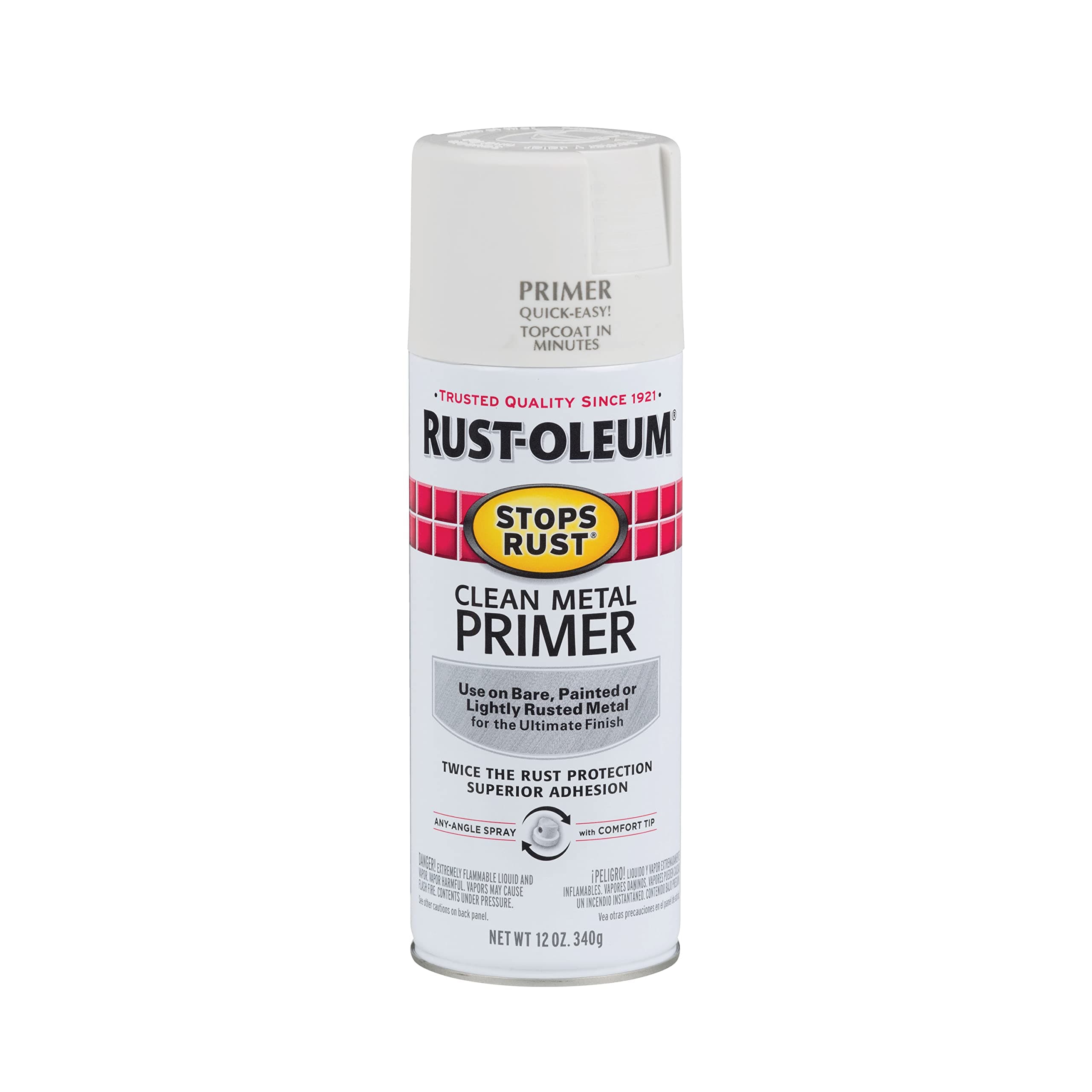 7780830 Stops Rust Clean Metal Primer Spray, 12 oz, Flat White