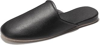 Men's Leather Slippers Top Grain Leather Slippers for Men and Women Scuff Slipper with Memory Foam Minimalist Mules House Slip-on Shoes for Office Home Bedroom Living Room Guests Visitor