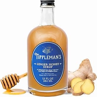 Tippleman's Ginger Honey Syrup - Craft Cocktail Mixer - All Natural Complex Syrup for Cocktails and Non-Alcoholic Beverages - Margarita, Whiskey Sour, or Sweet Iced Tea - Makes 17 Cocktails