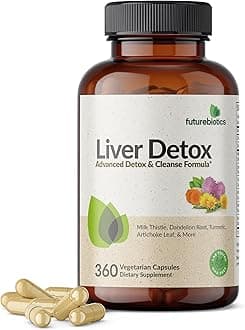 Futurebiotics Liver Detox Advanced Detox & Cleanse Formula Supports Healthy Liver Function with Milk Thistle, Dandelion Root, Turmeric Artichoke Leaf, & More, Non-GMO, 360 Vegetarian Capsules