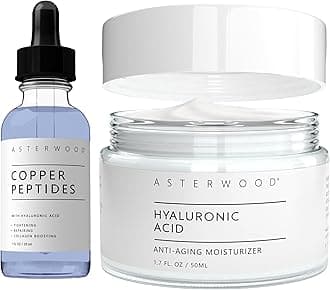 Asterwood Copper Peptides Serum 1 oz + Hyaluronic Acid Moisturizer 3.5 oz