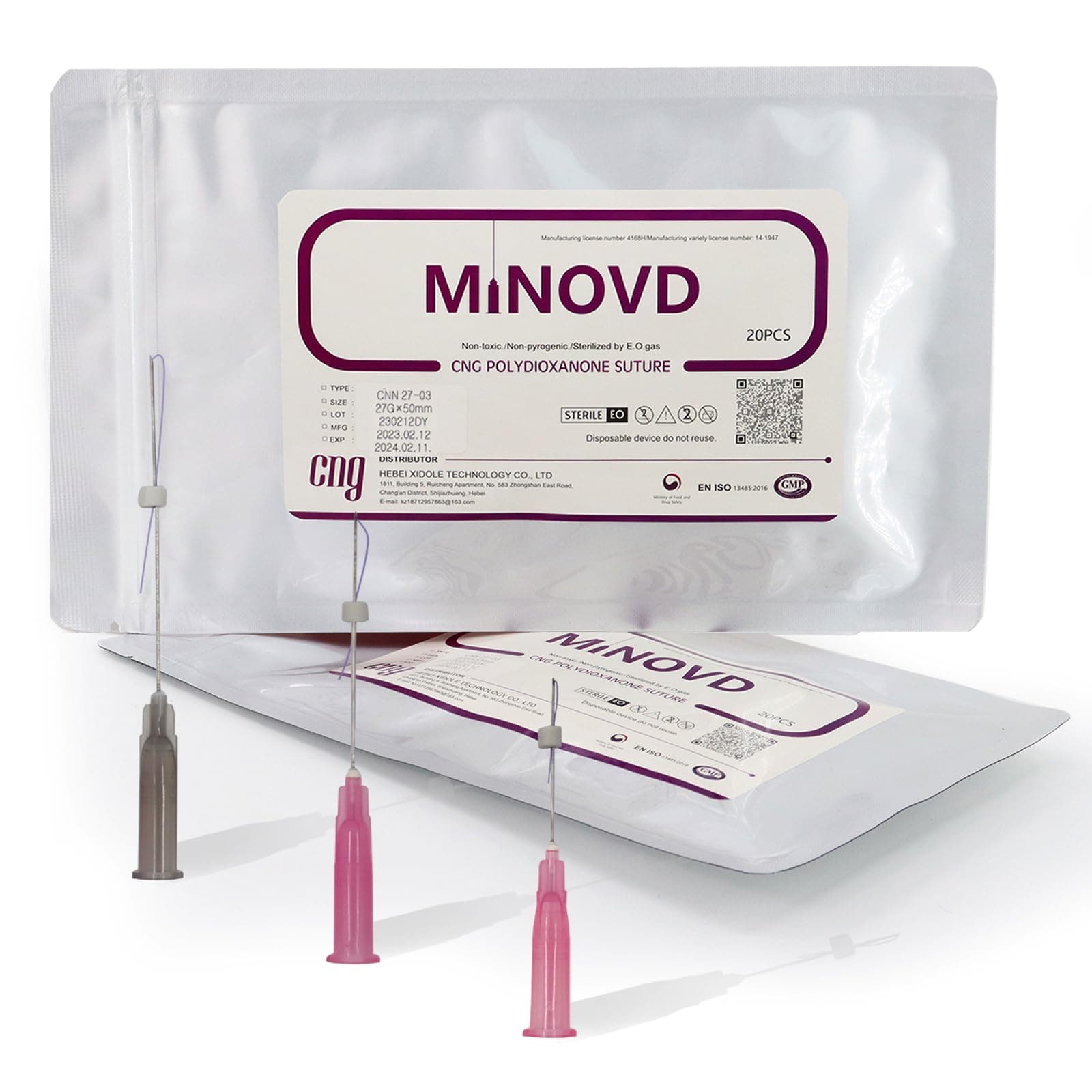 Minovd Pdo Mono Threads, 29G38mm 40Pcs, Pdo Threads for Face Lift, Improves Skin Texture and Reduces Fine Lines and Wrinkles
