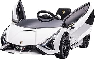 Lamborghini Sian Licensed 12V Electric Car for Kids 2 Motors Toy Car with Remote Control Music Lights MP3 for 3-5 Years White