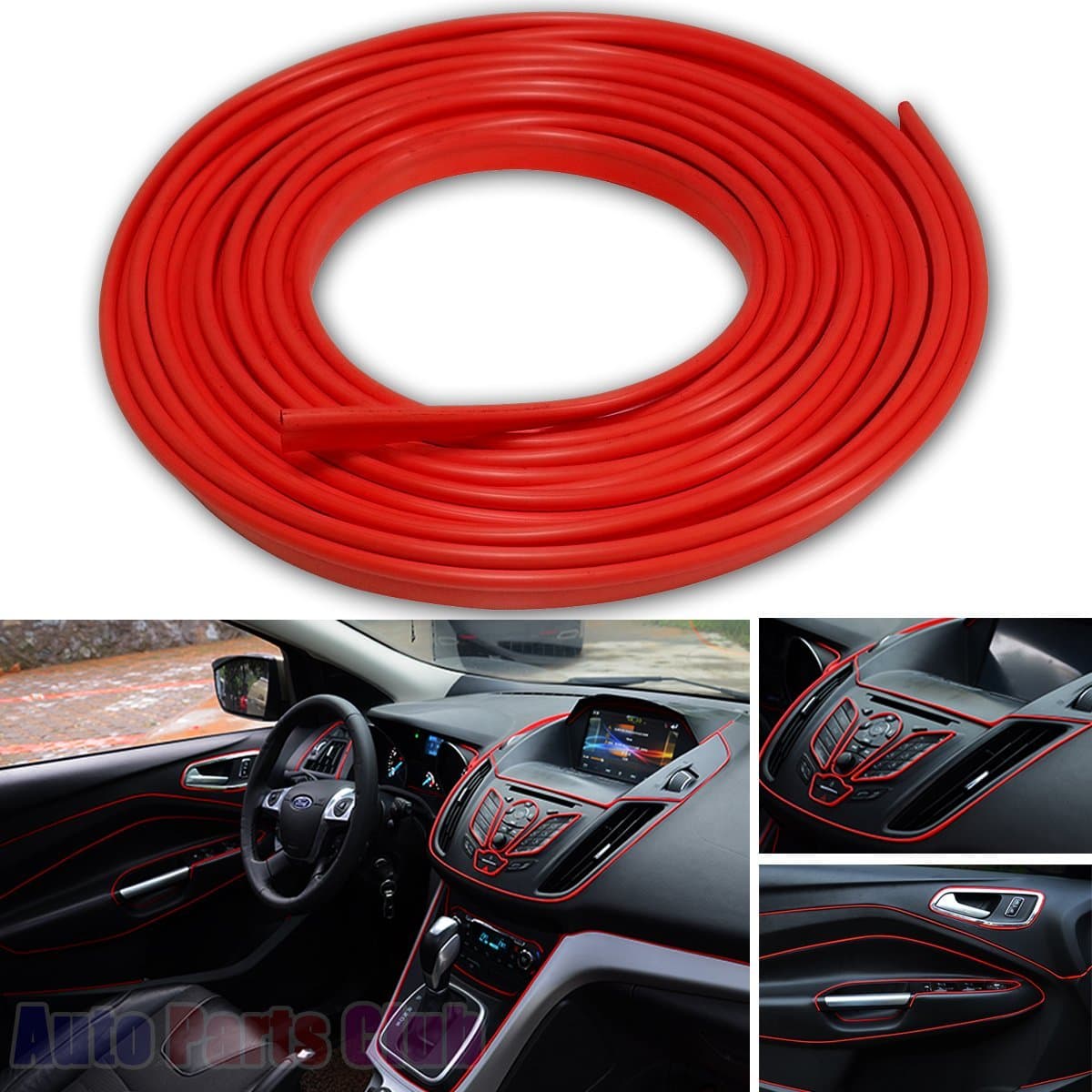 Car Interior Moulding Trim,3D DIY 5 Meter Flexible Interior Exterior Decoration Moulding Trims Strips line Stickers for Auto Accessories(Red)