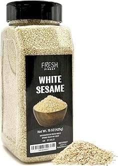 Fresh Finest Hulled White Sesame Seeds, 15oz (425G), Premium Quality
