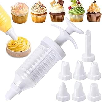 Suuker Cake Decorating Gun, Cupcake Icing Piping Kit, Cake Decorating Kit with 8 Piping Tips, Cupcake Injector/Decorating Icing Set, White