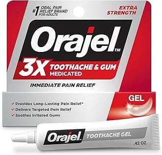 3X for Toothache & Gum Pain: Maximum Gel Tube 0.42oz - From #1 Oral Pain Relief Brand - Orajel for Instant Pain Relief