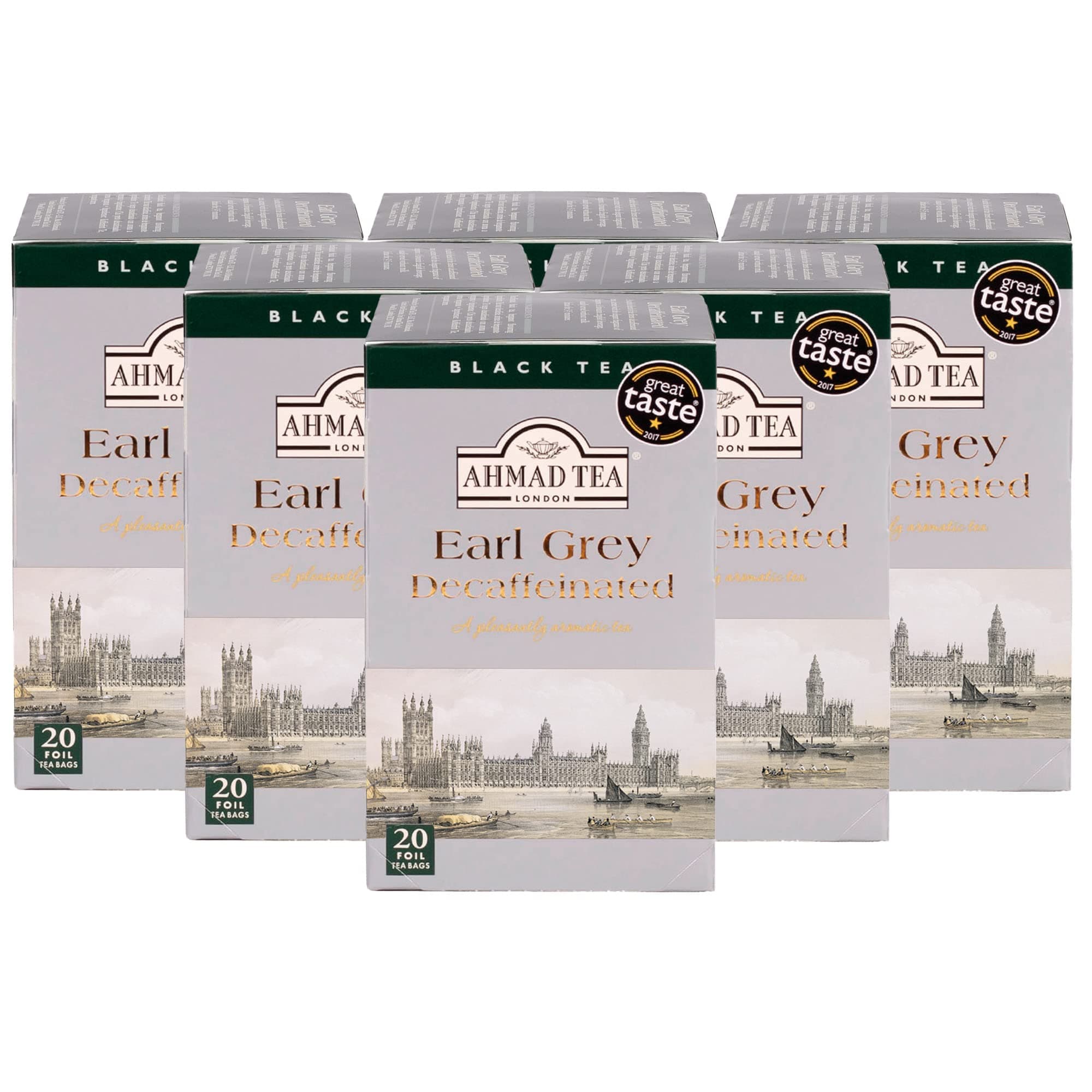 Ahmad Tea Decaffeinated Earl Grey Tea | Decaf Black Tea - 6 x 20 Teabags