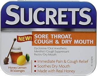 Sucrets Lozenges, Sore Throat & Cough Honey Lemon, 18 ct (Pack of 1)