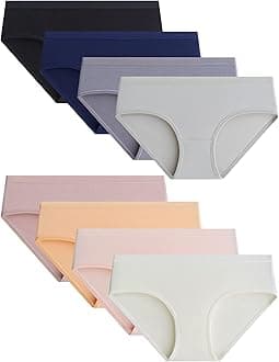 Adorel Teen Girls Underwear Cotton Panties Briefs Solid Color Pack of 8